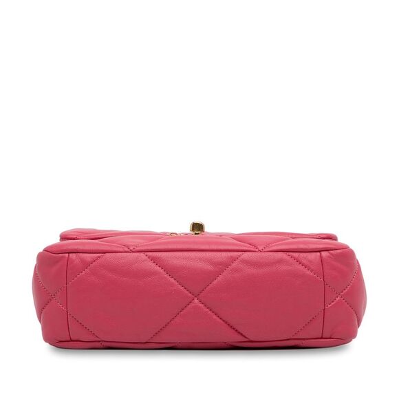 Pre Loved chanel 22 Mini Flap Bag Quilted Lambskin Leather Women Pink Satchel - Picture 5 of 8